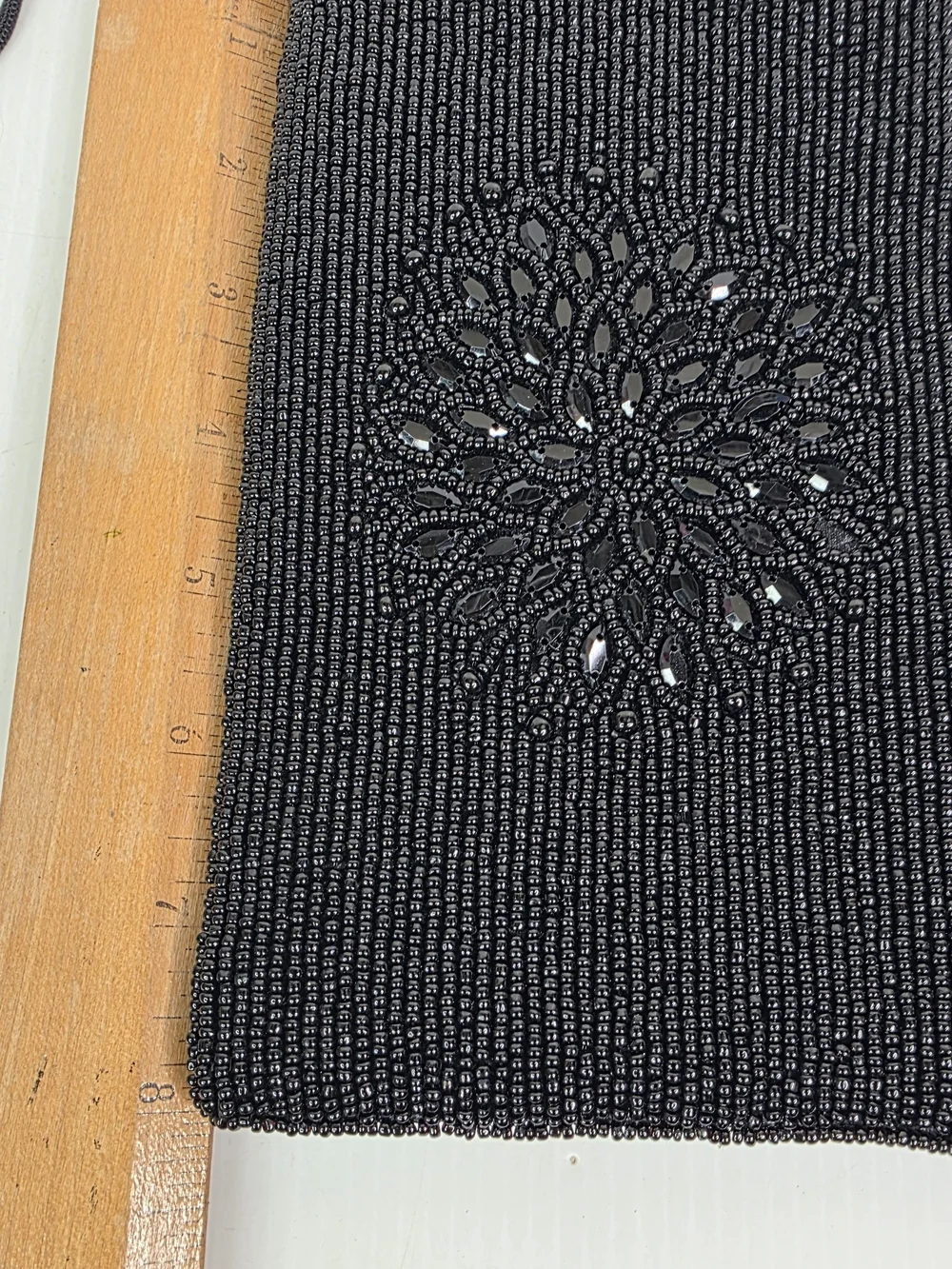 Black Beaded Crossbody Bag with Floral Medallion Bamboo Trading Company